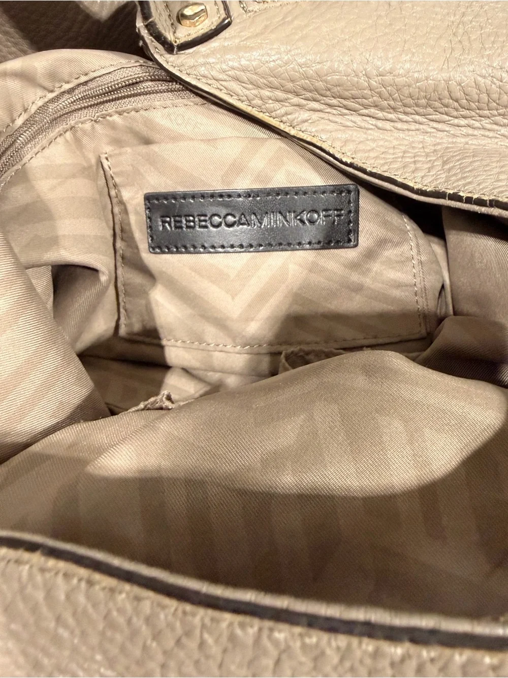 Rebecca Minkoff Taupe Pebbled Leather Hobo Bag